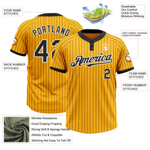 Load image into Gallery viewer, Custom Gold Black Pinstripe White Two-Button Unisex Softball Jersey