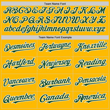 Load image into Gallery viewer, Custom Gold Green Pinstripe White Two-Button Unisex Softball Jersey