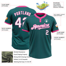 Load image into Gallery viewer, Custom Teal Pink Pinstripe White Two-Button Unisex Softball Jersey