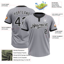 Load image into Gallery viewer, Custom Gray Black Pinstripe White Two-Button Unisex Softball Jersey