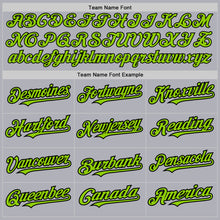 Load image into Gallery viewer, Custom Gray Black Pinstripe Neon Green Two-Button Unisex Softball Jersey