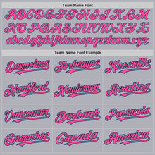 Load image into Gallery viewer, Custom Gray Black Pinstripe Pink-Light Blue Two-Button Unisex Softball Jersey