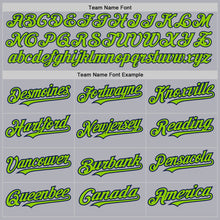 Load image into Gallery viewer, Custom Gray Navy Pinstripe Neon Green Two-Button Unisex Softball Jersey