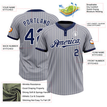 Load image into Gallery viewer, Custom Gray Navy Pinstripe White Two-Button Unisex Softball Jersey