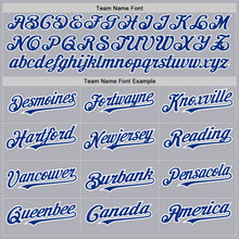 Load image into Gallery viewer, Custom Gray Royal Pinstripe White Two-Button Unisex Softball Jersey