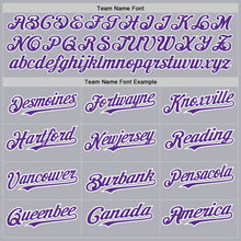 Load image into Gallery viewer, Custom Gray Purple Pinstripe White Two-Button Unisex Softball Jersey