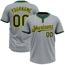 Load image into Gallery viewer, Custom Gray Green Pinstripe Gold Two-Button Unisex Softball Jersey