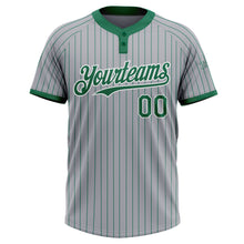 Load image into Gallery viewer, Custom Gray Kelly Green Pinstripe White Two-Button Unisex Softball Jersey