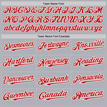 Load image into Gallery viewer, Custom Gray Red Pinstripe White Two-Button Unisex Softball Jersey