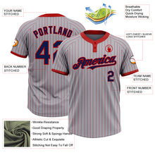 Load image into Gallery viewer, Custom Gray Red Pinstripe Navy Two-Button Unisex Softball Jersey