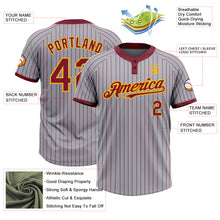 Load image into Gallery viewer, Custom Gray Crimson Pinstripe Gold Two-Button Unisex Softball Jersey