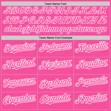 Load image into Gallery viewer, Custom Pink White Pinstripe White Two-Button Unisex Softball Jersey