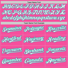 Load image into Gallery viewer, Custom Pink Teal Pinstripe White Two-Button Unisex Softball Jersey