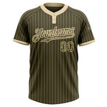 Load image into Gallery viewer, Custom Olive Cream Pinstripe Camo Salute To Service Two-Button Unisex Softball Jersey
