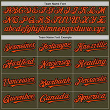 Load image into Gallery viewer, Custom Olive Black Pinstripe Orange Salute To Service Two-Button Unisex Softball Jersey