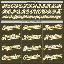 Load image into Gallery viewer, Custom Olive Old Gold Pinstripe White Salute To Service Two-Button Unisex Softball Jersey