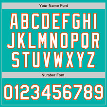 Load image into Gallery viewer, Custom Aqua Orange Pinstripe White Two-Button Unisex Softball Jersey