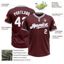 Load image into Gallery viewer, Custom Burgundy Gray Pinstripe White Two-Button Unisex Softball Jersey