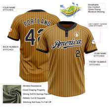 Load image into Gallery viewer, Custom Old Gold Black Pinstripe White Two-Button Unisex Softball Jersey