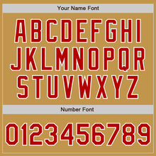 Load image into Gallery viewer, Custom Old Gold Red Pinstripe White Two-Button Unisex Softball Jersey