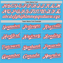 Load image into Gallery viewer, Custom Sky Blue Red Pinstripe White Two-Button Unisex Softball Jersey