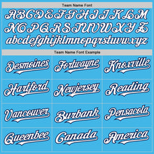 Load image into Gallery viewer, Custom Sky Blue Navy Pinstripe White Two-Button Unisex Softball Jersey