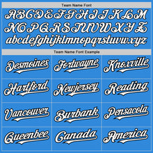 Load image into Gallery viewer, Custom Electric Blue Black Pinstripe White Two-Button Unisex Softball Jersey