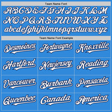 Load image into Gallery viewer, Custom Electric Blue Navy Pinstripe White Two-Button Unisex Softball Jersey