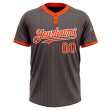 Load image into Gallery viewer, Custom Steel Gray Orange Pinstripe White Two-Button Unisex Softball Jersey