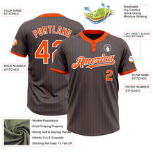 Load image into Gallery viewer, Custom Steel Gray Orange Pinstripe White Two-Button Unisex Softball Jersey