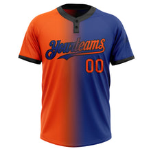 Load image into Gallery viewer, Custom Royal Orange-Black Gradient Fashion Two-Button Unisex Softball Jersey