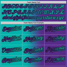 Load image into Gallery viewer, Custom Purple Aqua-Black Gradient Fashion Two-Button Unisex Softball Jersey