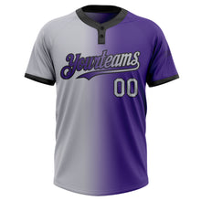 Load image into Gallery viewer, Custom Purple Gray-Black Gradient Fashion Two-Button Unisex Softball Jersey