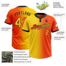Load image into Gallery viewer, Custom Orange Yellow-Black Gradient Fashion Two-Button Unisex Softball Jersey