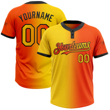 Load image into Gallery viewer, Custom Orange Yellow-Black Gradient Fashion Two-Button Unisex Softball Jersey