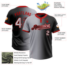 Load image into Gallery viewer, Custom Black Gray-Red Gradient Fashion Two-Button Unisex Softball Jersey