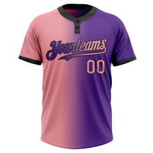 Load image into Gallery viewer, Custom Purple Medium Pink-Black Gradient Fashion Two-Button Unisex Softball Jersey