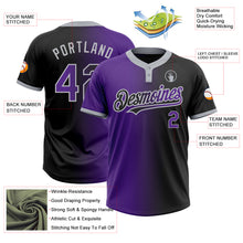 Load image into Gallery viewer, Custom Black Purple-Gray Gradient Fashion Two-Button Unisex Softball Jersey