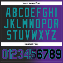 Load image into Gallery viewer, Custom Black Purple-Teal Gradient Fashion Two-Button Unisex Softball Jersey