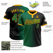 Load image into Gallery viewer, Custom Black Kelly Green-Gold Gradient Fashion Two-Button Unisex Softball Jersey