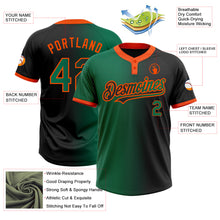 Load image into Gallery viewer, Custom Black Kelly Green-Orange Gradient Fashion Two-Button Unisex Softball Jersey