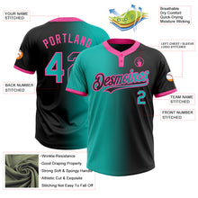 Load image into Gallery viewer, Custom Black Aqua-Pink Gradient Fashion Two-Button Unisex Softball Jersey
