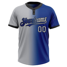 Load image into Gallery viewer, Custom Royal Gray-Black Gradient Fashion Two-Button Unisex Softball Jersey