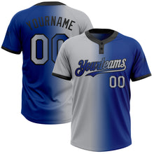 Load image into Gallery viewer, Custom Royal Gray-Black Gradient Fashion Two-Button Unisex Softball Jersey