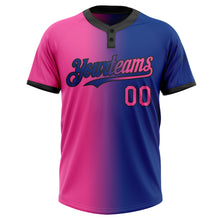 Load image into Gallery viewer, Custom Royal Pink-Black Gradient Fashion Two-Button Unisex Softball Jersey