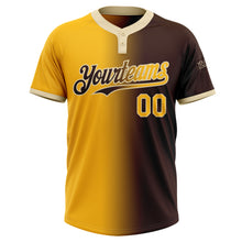 Load image into Gallery viewer, Custom Brown Gold-Cream Gradient Fashion Two-Button Unisex Softball Jersey
