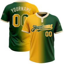 Load image into Gallery viewer, Custom Green Gold-Cream Gradient Fashion Two-Button Unisex Softball Jersey