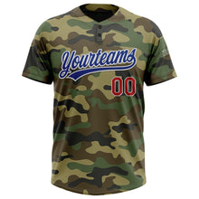 Load image into Gallery viewer, Custom Camo Royal-Red Salute To Service Two-Button Unisex Softball Jersey
