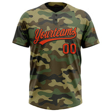 Load image into Gallery viewer, Custom Camo Orange-Black Salute To Service Two-Button Unisex Softball Jersey