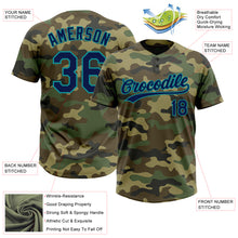 Load image into Gallery viewer, Custom Camo Navy-Teal Salute To Service Two-Button Unisex Softball Jersey